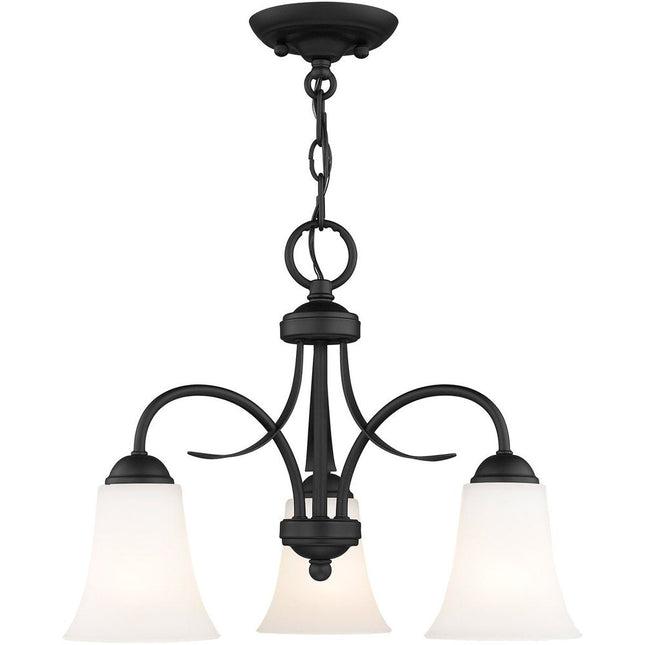 Black Three Light Metal Dimmable Chandelier With Shades HomeRoots
