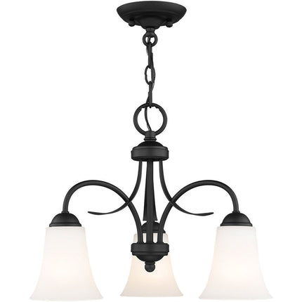 Black Three Light Dimmable Chandelier With Shades HomeRoots