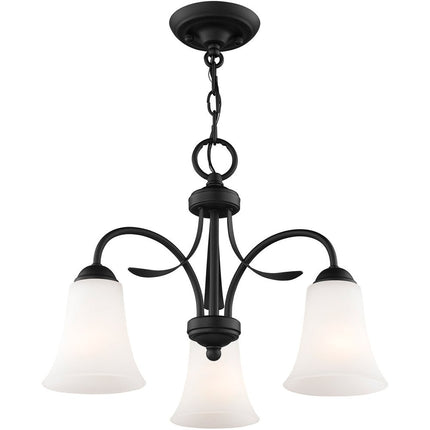 Black Three Light Metal Dimmable Chandelier With Shades