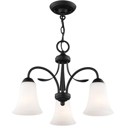 Black Three Light Dimmable Chandelier With Shades HomeRoots