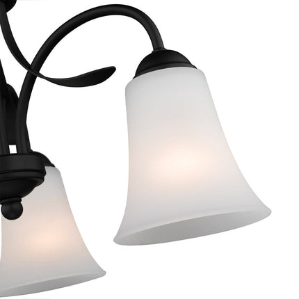 Black Three Light Dimmable Chandelier With Shades HomeRoots