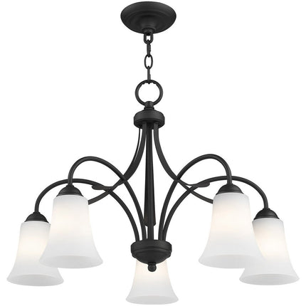 Black Five Light Metal Dimmable Chandelier With Shades
