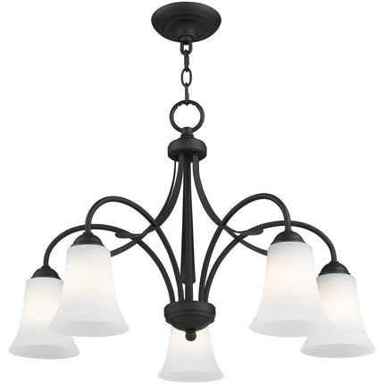 Black Five Light Dimmable Chandelier With Shades HomeRoots