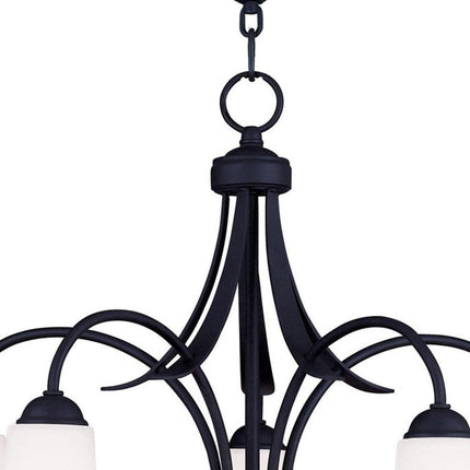 Black Five Light Dimmable Chandelier With Shades HomeRoots