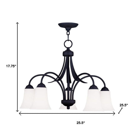 Black Five Light Dimmable Chandelier With Shades HomeRoots