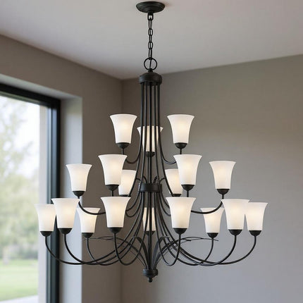 Black Multi Light Dimmable Chandelier With Shades HomeRoots