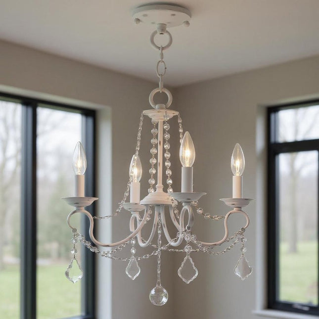 Four Light Dimmable Chandelier With Shades HomeRoots