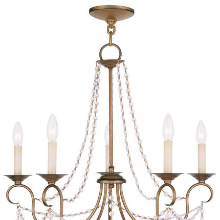 Five Light Dimmable Chandelier With Shades HomeRoots