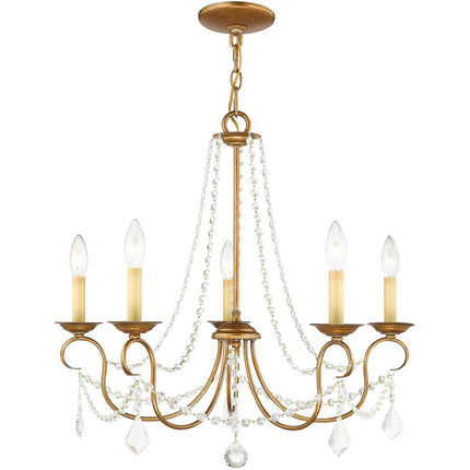Five Light Dimmable Chandelier With Shades HomeRoots