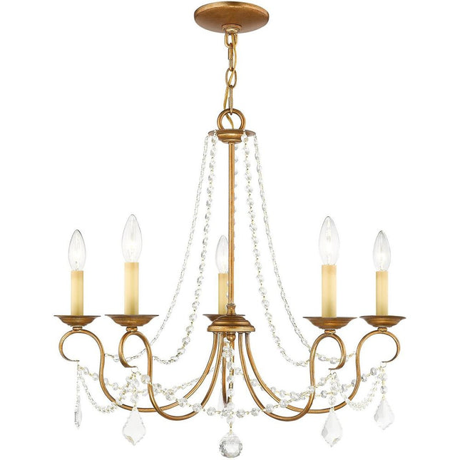 Five Light Dimmable Chandelier With Shades HomeRoots
