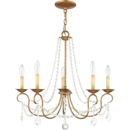 Five Light Dimmable Chandelier With Shades HomeRoots