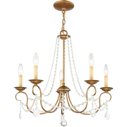 Five Light Dimmable Chandelier With Shades HomeRoots