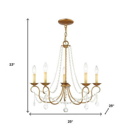 Five Light Dimmable Chandelier With Shades HomeRoots