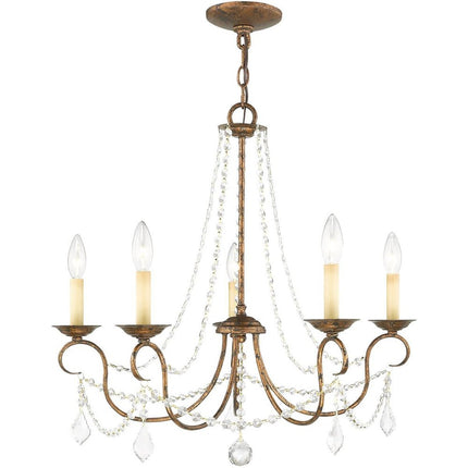 Five Light Dimmable Chandelier With Shades HomeRoots