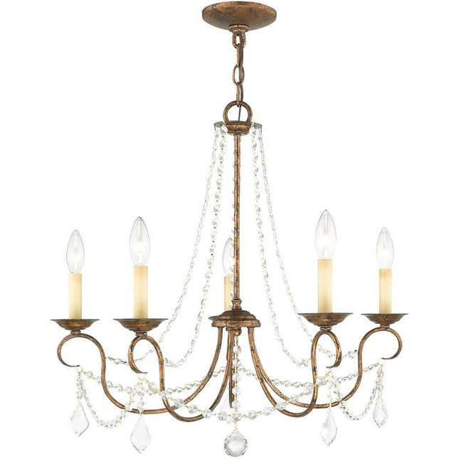 Bronze Five Light Metal Dimmable Chandelier With Shades HomeRoots