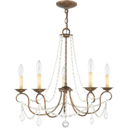 Five Light Dimmable Chandelier With Shades HomeRoots