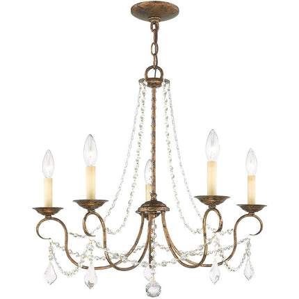 Five Light Dimmable Chandelier With Shades HomeRoots