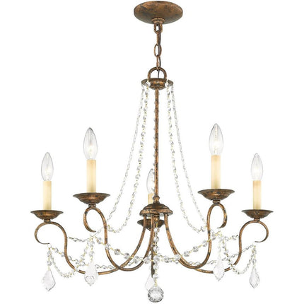 Five Light Dimmable Chandelier With Shades HomeRoots