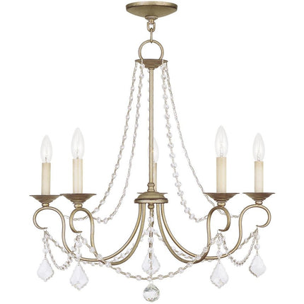 Five Light Dimmable Chandelier With Shades HomeRoots
