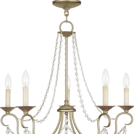 Five Light Dimmable Chandelier With Shades HomeRoots