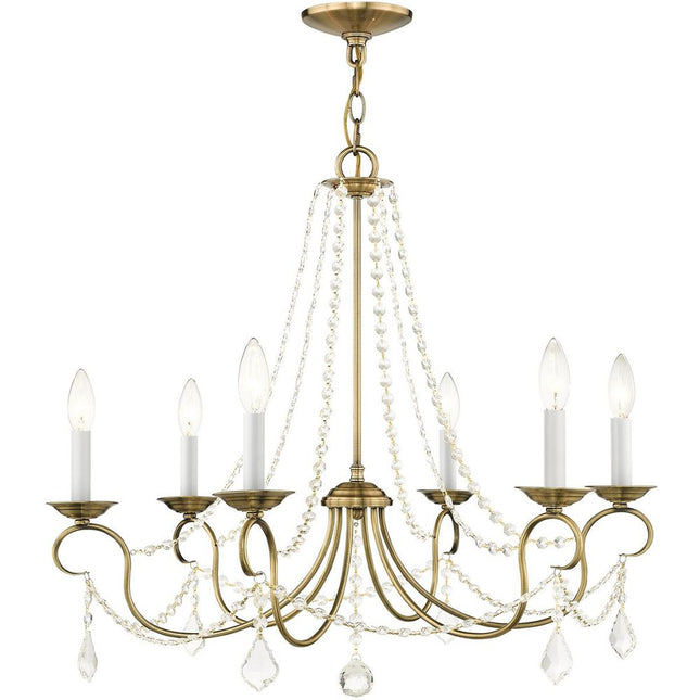 Six Light Dimmable Chandelier With Shades HomeRoots