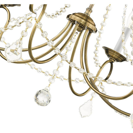 Antiqued Brass Six Light Metal Dimmable Chandelier With Shades