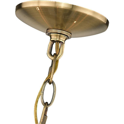 Antiqued Brass Six Light Metal Dimmable Chandelier With Shades