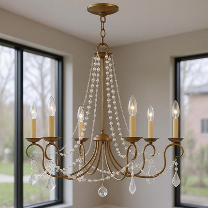 Six Light Dimmable Chandelier With Shades HomeRoots
