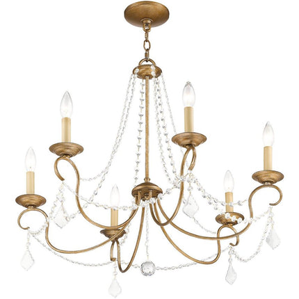 Six Light Dimmable Chandelier With Shades HomeRoots