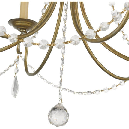 Antiqued Gold Six Light Metal Dimmable Chandelier With Shades
