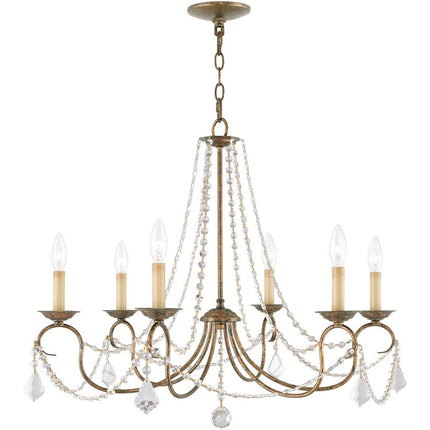 Bronze Six Light Metal Dimmable Chandelier With Shades