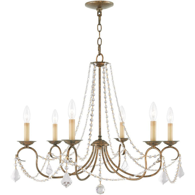Six Light Dimmable Chandelier With Shades HomeRoots