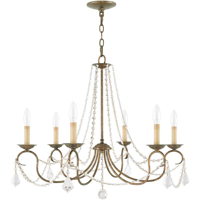 Bronze Six Light Metal Dimmable Chandelier With Shades HomeRoots
