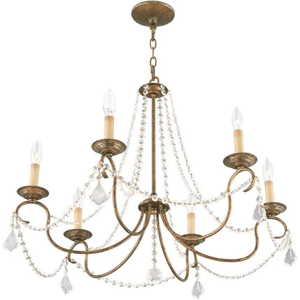 Bronze Six Light Metal Dimmable Chandelier With Shades