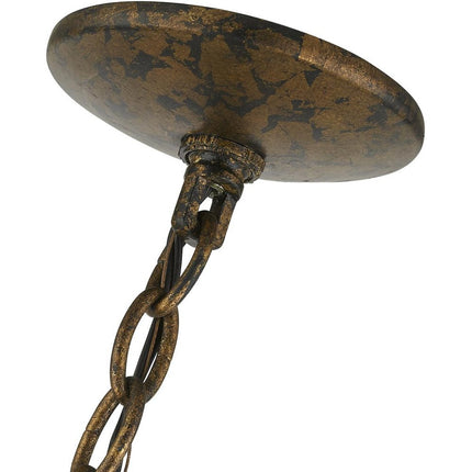 Bronze Six Light Metal Dimmable Chandelier With Shades