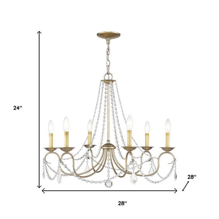 Silver Six Light Metal Dimmable Chandelier With Shades