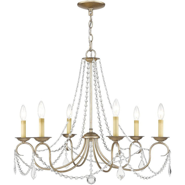 Six Light Dimmable Chandelier With Shades HomeRoots