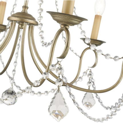 Silver Six Light Metal Dimmable Chandelier With Shades