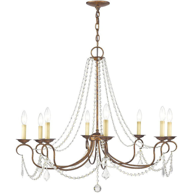 Bronze Eight Light Metal Dimmable Chandelier With Shades HomeRoots