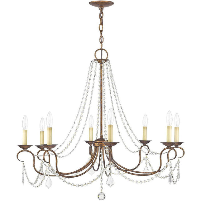 Bronze Eight Light Metal Dimmable Chandelier With Shades HomeRoots