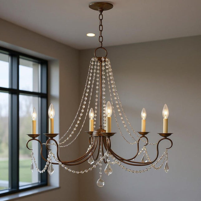 Eight Light Dimmable Chandelier With Shades HomeRoots