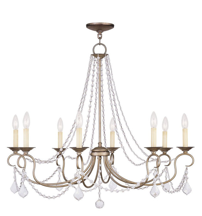 Silver Eight Light Metal Dimmable Chandelier With Shades HomeRoots