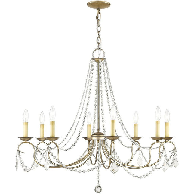 Silver Eight Light Metal Dimmable Chandelier With Shades HomeRoots