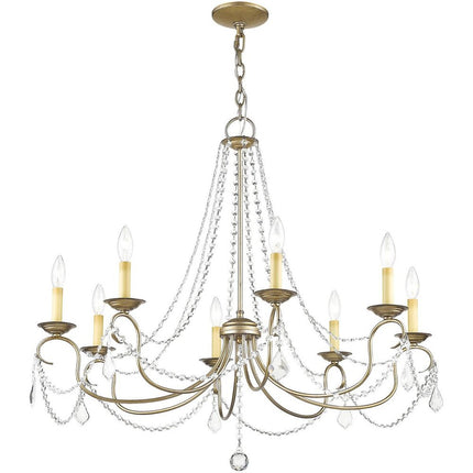 Silver Eight Light Metal Dimmable Chandelier With Shades