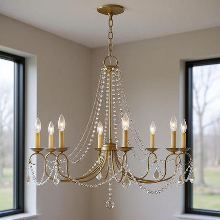Eight Light Dimmable Chandelier With Shades HomeRoots