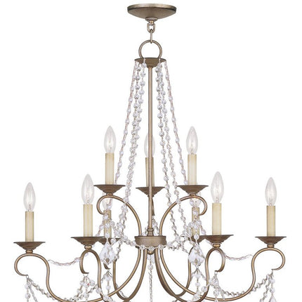 Nine Light Dimmable Chandelier With Shades HomeRoots
