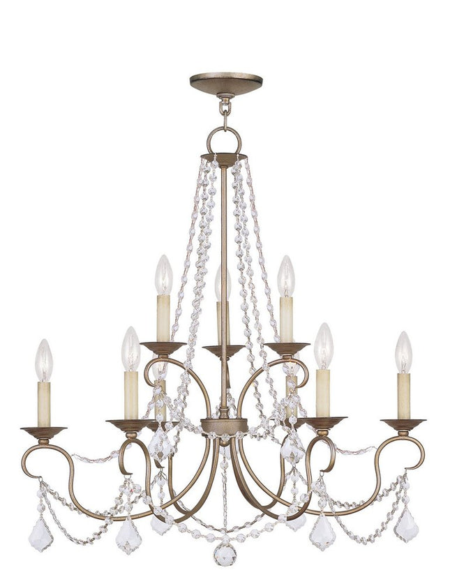 Nine Light Dimmable Chandelier With Shades HomeRoots