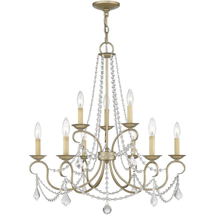 Silver Nine Light Metal Dimmable Chandelier With Shades HomeRoots