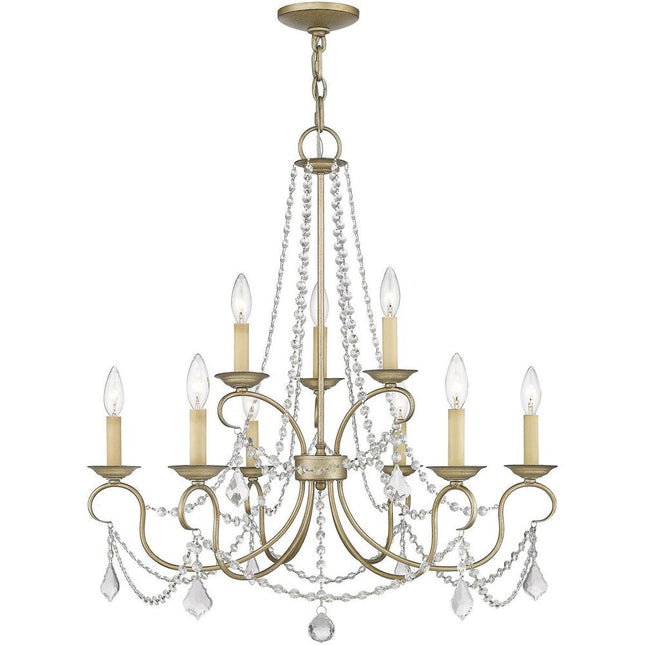 Nine Light Dimmable Chandelier With Shades HomeRoots