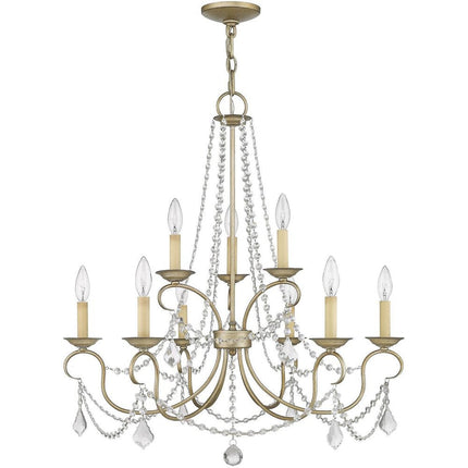 Nine Light Dimmable Chandelier With Shades HomeRoots